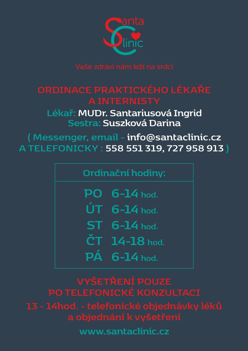 SANTACLINIC - od 1.6.2020 změna ordinačních hodin