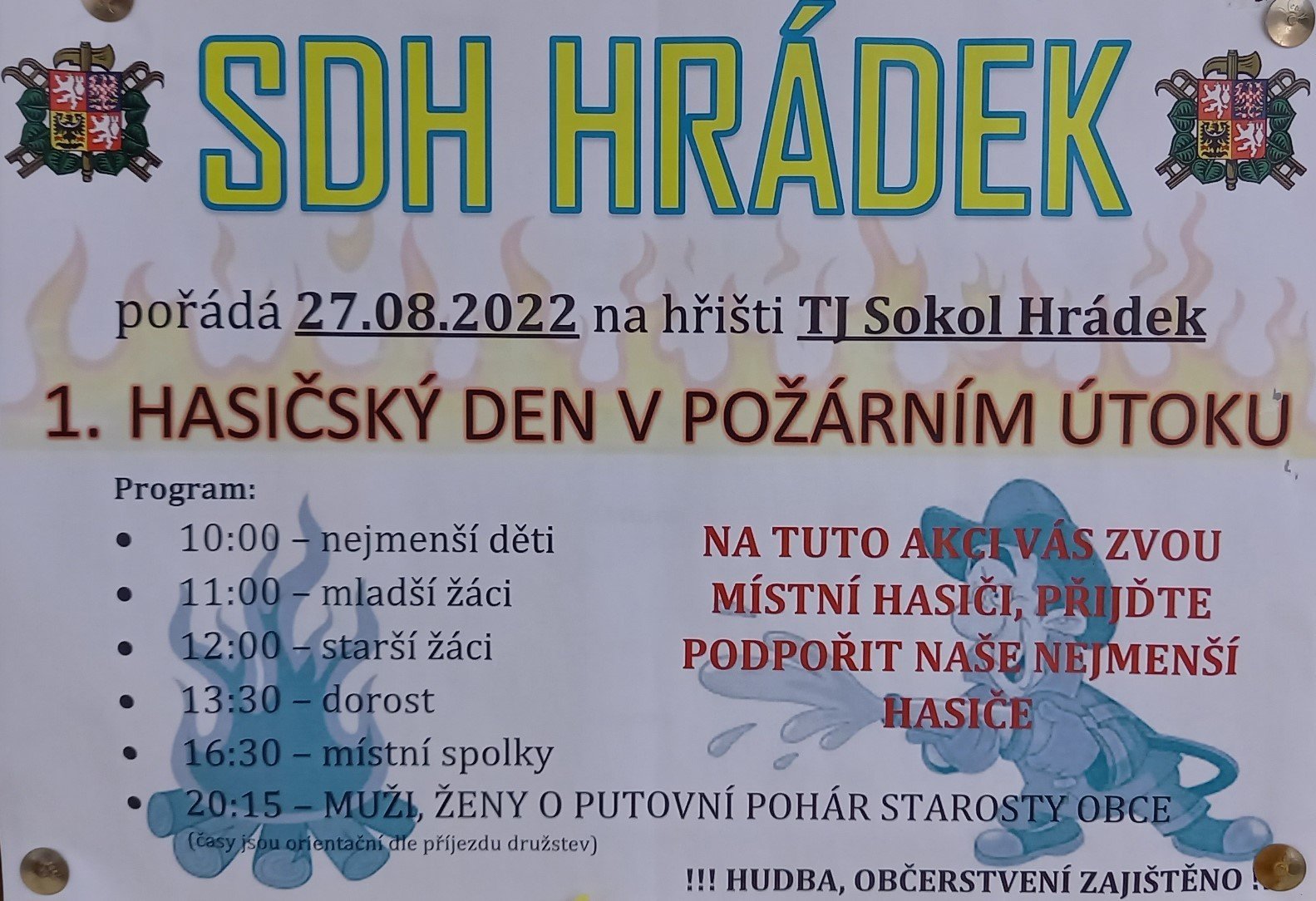 SDH Hrádek zve na 1. hasičský den v požárním útoku