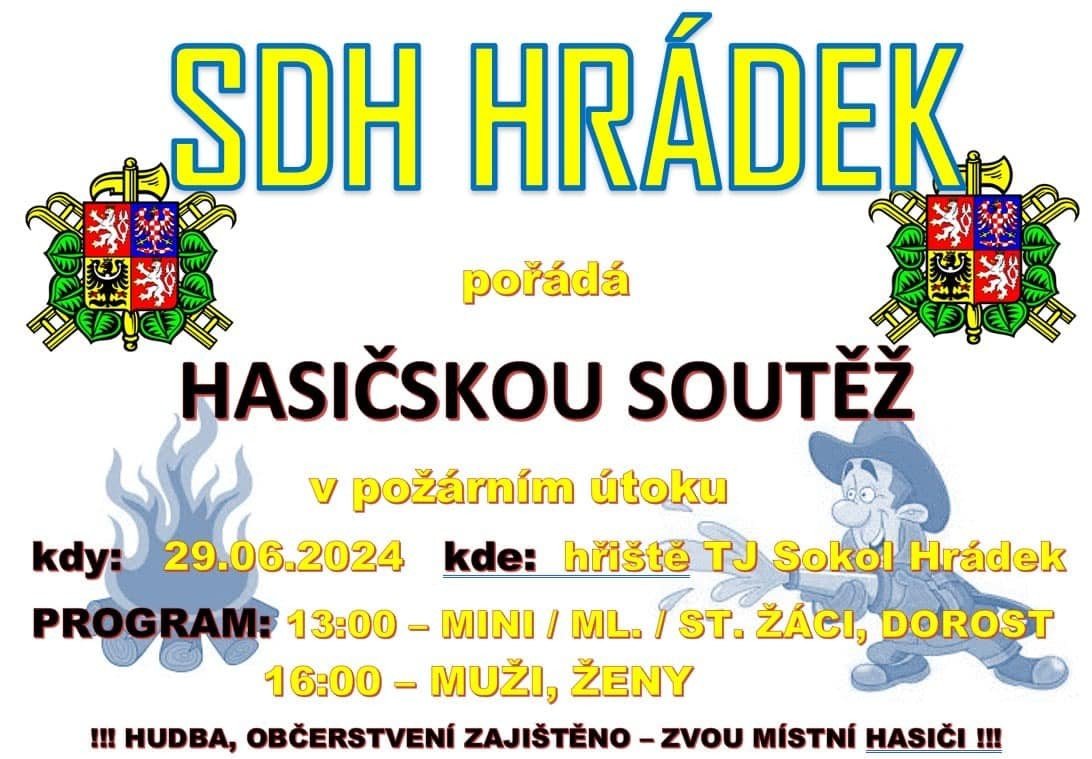 Přijďte podpořit hrádecké hasiče v soutěži v požárním útoku!